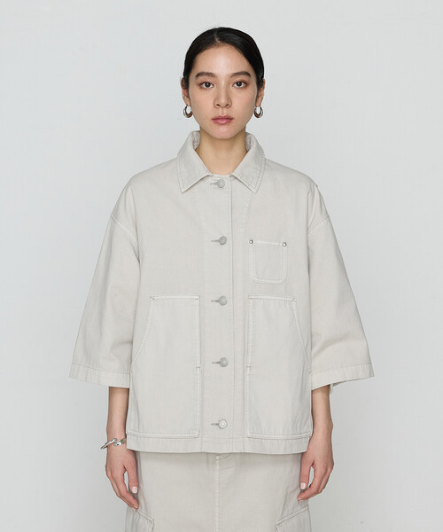COMME CA（コムサ）の「80ozコットン逆目ツイル カバーオール（ブルゾン・レディース・ベージュ/グレイッシュベージュ・FREE）」の11枚目の写真