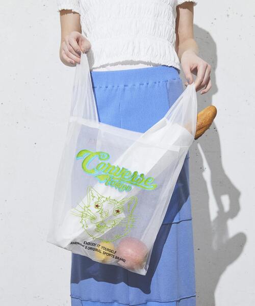 CONVERSE TOKYO（コンバーストウキョウ）の「【BRIGITTE TANAKA】CAT EMBROIDERED ORGANZA BAG（トートバッグ・レディース・ホワイト・FREE）」の3枚目の写真