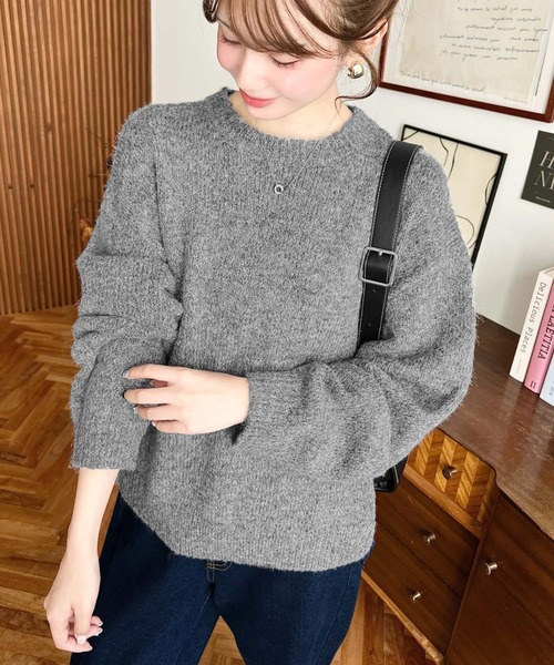 セール】モヘアライクベーシックニットプルオーバー(ニット/セーター セール】モヘアライクベーシックニットプルオーバー(ニット/セーター