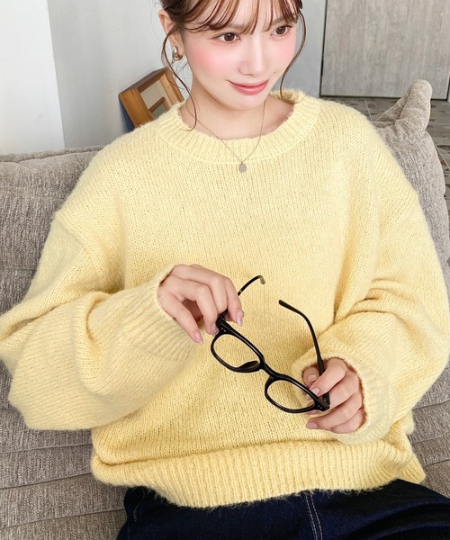 セール】モヘアライクベーシックニットプルオーバー（ニット/セーター