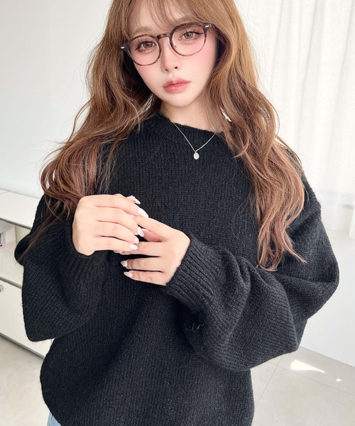moment+(モーメントプラス)の「【13色展開】モヘアライクベーシックニットプルオーバー(ニット/セーター・レディース・ブルー/チャコールグレー/オフホワイト/ブラック/ピンク/イエロー/ミント/オレンジ/ブラウン/ラベンダー/ネイビー/杢グレー/レッド・L/M)」の20枚目の写真