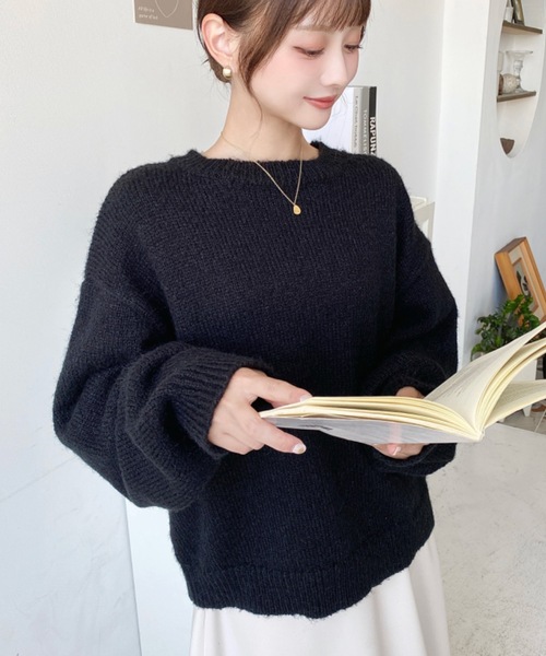 セール】モヘアライクベーシックニットプルオーバー（ニット/セーター