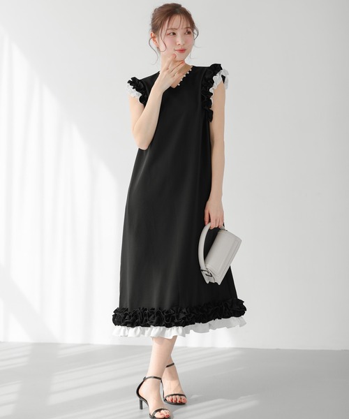 Fit more(フィットモア)の「ホイップフリルスリーブワンピース(ワンピース・レディース・ブルーグレー/ブラック・SHORT/LONG)」の5枚目の写真