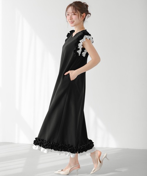 Fit more(フィットモア)の「ホイップフリルスリーブワンピース(ワンピース・レディース・ブルーグレー/ブラック・SHORT/LONG)」の3枚目の写真