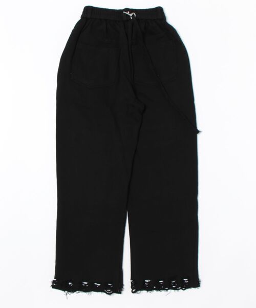 Never mind the XU / Chikashitsu+（ネバーマインド ザ エックスユー / チカシツプラス）の「【nmtc+】string damage sweat pants / 【エヌエムティーシープラス】ストリングダメージスウェットパンツ（スウェットパンツ・メンズ・ブラック/グレー・ONE SIZE）」の3枚目の写真