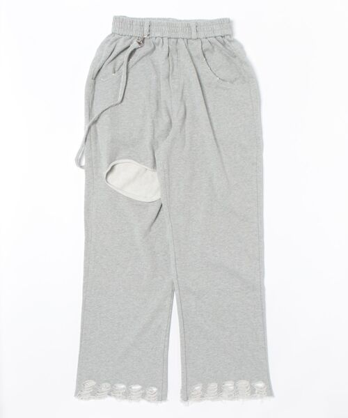 Never mind the XU / Chikashitsu+（ネバーマインド ザ エックスユー / チカシツプラス）の「【nmtc+】string damage sweat pants / 【エヌエムティーシープラス】ストリングダメージスウェットパンツ（スウェットパンツ・メンズ・ブラック/グレー・ONE SIZE）」の18枚目の写真