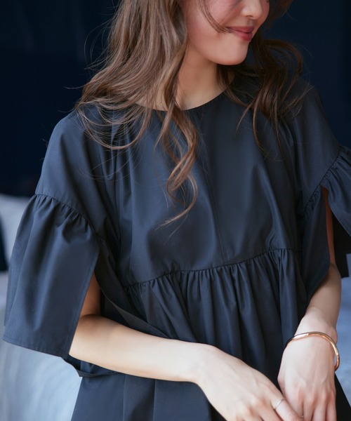 RUIRUE BOUTIQUE(ルイルエブティック)の「洗える | ミッドサマー パンツ セットアップ | レディース おしゃれ きれいめ オフィスカジュアル 通勤服 トップス シャツ ハーフパンツ パンツスーツ(セットアップ・レディース・ブラック/ライトベージュ/ネイビー・S/M/L/LL)」の5枚目の写真