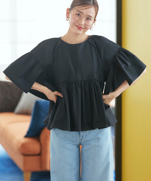 RUIRUE BOUTIQUE(ルイルエブティック)の「洗える | ミッドサマー パンツ セットアップ | レディース おしゃれ きれいめ オフィスカジュアル 通勤服 トップス シャツ ハーフパンツ パンツスーツ(セットアップ・レディース・ブラック/ライトベージュ/ネイビー・S/M/L/LL)」の9枚目の写真