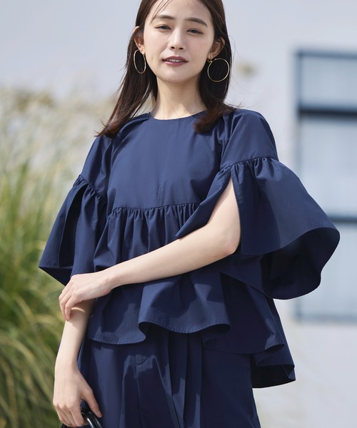RUIRUE BOUTIQUE(ルイルエブティック)の「洗える | ミッドサマー パンツ セットアップ | レディース おしゃれ きれいめ オフィスカジュアル 通勤服 トップス シャツ ハーフパンツ パンツスーツ(セットアップ・レディース・ブラック/ライトベージュ/ネイビー・S/M/L/LL)」の10枚目の写真
