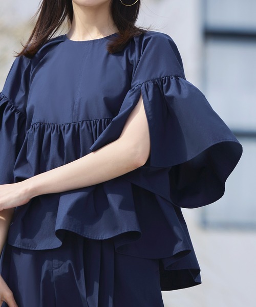 RUIRUE BOUTIQUE(ルイルエブティック)の「洗える | ミッドサマー パンツ セットアップ | レディース おしゃれ きれいめ オフィスカジュアル 通勤服 トップス シャツ ハーフパンツ パンツスーツ(セットアップ・レディース・ブラック/ライトベージュ/ネイビー・S/M/L/LL)」の15枚目の写真