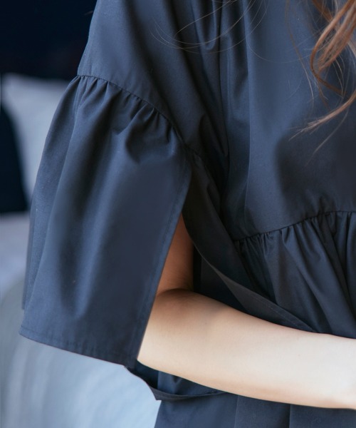 RUIRUE BOUTIQUE(ルイルエブティック)の「洗える | ミッドサマー パンツ セットアップ | レディース おしゃれ きれいめ オフィスカジュアル 通勤服 トップス シャツ ハーフパンツ パンツスーツ(セットアップ・レディース・ブラック/ライトベージュ/ネイビー・S/M/L/LL)」の22枚目の写真