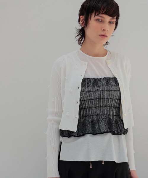 カーディガン cocoon sleeve bijou cardigan レディース FLOWER BIJOU KNIT CARDIGAN - BIRTHDAY BASH