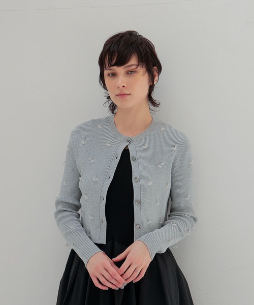 カーディガン VENIT / acetate cotton flower bijou cardigan(アセテートコットンフラワービジューカーディガン VENIT / acetate cotton flower bijou cardigan(アセテート