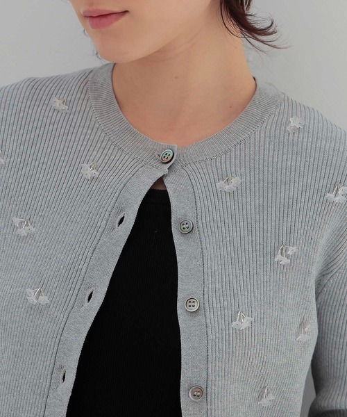 カーディガン VENIT / acetate cotton flower bijou cardigan(アセテートコットンフラワービジューカーディガン VENIT / acetate cotton flower bijou cardigan(アセテート