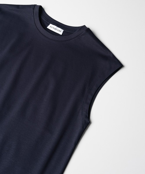 ESTNATION(エストネーション)の「ESTNATION / アルビニ コットンスムース ノースリーブ カットソー(Tシャツ/カットソー・レディース・ホワイト/ブラック/ネイビー/ピンク・FREE)」の3枚目の写真