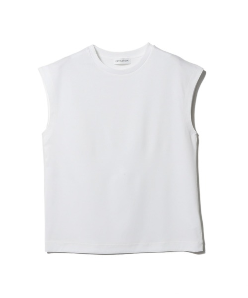 ESTNATION(エストネーション)の「ESTNATION / アルビニ コットンスムース ノースリーブ カットソー(Tシャツ/カットソー・レディース・ホワイト/ブラック/ネイビー/ピンク・FREE)」の22枚目の写真