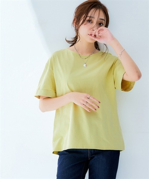 nissen（ニッセン）の「軽量さらさらカットソーゆるシルエットプルオーバー（吸汗速乾）（薄手素材）（Tシャツ/カットソー・レディース・カーキ/イエロー/ブルー/ネイビー/チャコールグレー/ブラック・LL/3L/S/M/L）」の6枚目の写真