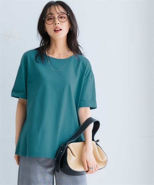 nissen（ニッセン）の「軽量さらさらカットソーゆるシルエットプルオーバー（吸汗速乾）（薄手素材）（Tシャツ/カットソー・レディース・カーキ/イエロー/ブルー/ネイビー/チャコールグレー/ブラック・LL/3L/S/M/L）」の5枚目の写真