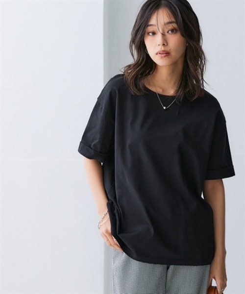 nissen（ニッセン）の「軽量さらさらカットソーゆるシルエットプルオーバー（吸汗速乾）（薄手素材）（Tシャツ/カットソー・レディース・カーキ/イエロー/ブルー/ネイビー/チャコールグレー/ブラック・LL/3L/S/M/L）」の7枚目の写真
