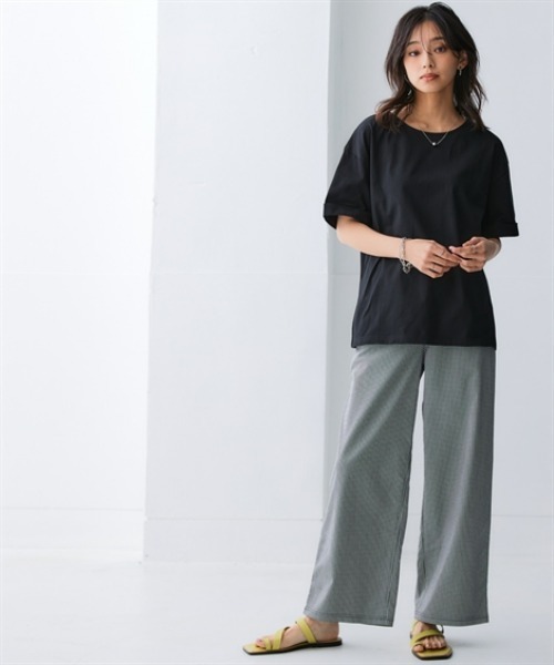 nissen（ニッセン）の「軽量さらさらカットソーゆるシルエットプルオーバー（吸汗速乾）（薄手素材）（Tシャツ/カットソー・レディース・カーキ/イエロー/ブルー/ネイビー/チャコールグレー/ブラック・LL/3L/S/M/L）」の8枚目の写真