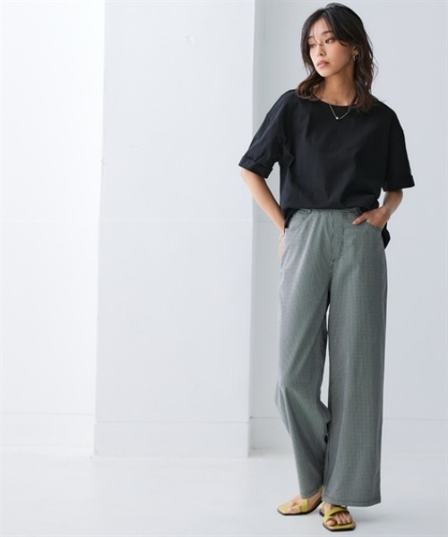 nissen（ニッセン）の「軽量さらさらカットソーゆるシルエットプルオーバー（吸汗速乾）（薄手素材）（Tシャツ/カットソー・レディース・カーキ/イエロー/ブルー/ネイビー/チャコールグレー/ブラック・LL/3L/S/M/L）」の9枚目の写真