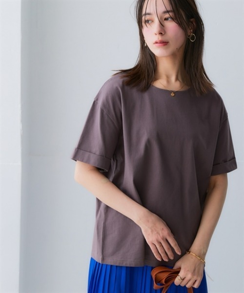 nissen（ニッセン）の「軽量さらさらカットソーゆるシルエットプルオーバー（吸汗速乾）（薄手素材）（Tシャツ/カットソー・レディース・カーキ/イエロー/ブルー/ネイビー/チャコールグレー/ブラック・LL/3L/S/M/L）」の10枚目の写真
