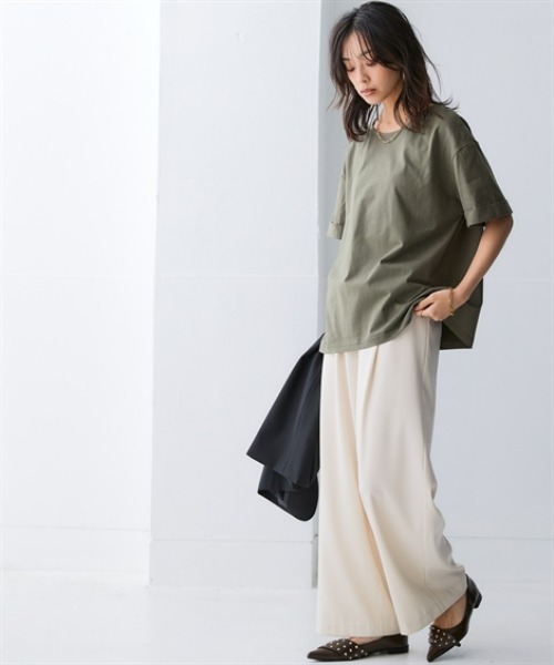 nissen（ニッセン）の「軽量さらさらカットソーゆるシルエットプルオーバー（吸汗速乾）（薄手素材）（Tシャツ/カットソー・レディース・カーキ/イエロー/ブルー/ネイビー/チャコールグレー/ブラック・LL/3L/S/M/L）」の14枚目の写真