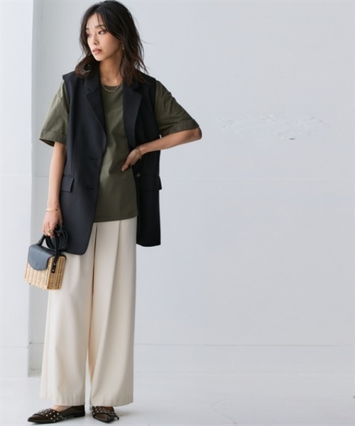 nissen（ニッセン）の「軽量さらさらカットソーゆるシルエットプルオーバー（吸汗速乾）（薄手素材）（Tシャツ/カットソー・レディース・カーキ/イエロー/ブルー/ネイビー/チャコールグレー/ブラック・LL/3L/S/M/L）」の15枚目の写真