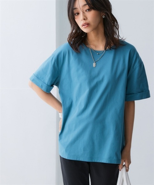 nissen（ニッセン）の「軽量さらさらカットソーゆるシルエットプルオーバー（吸汗速乾）（薄手素材）（Tシャツ/カットソー・レディース・カーキ/イエロー/ブルー/ネイビー/チャコールグレー/ブラック・LL/3L/S/M/L）」の19枚目の写真