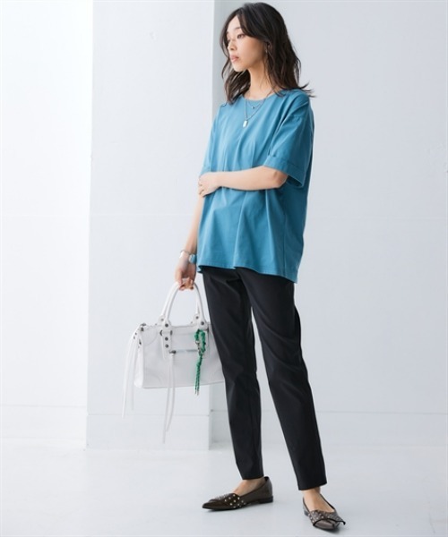 nissen（ニッセン）の「軽量さらさらカットソーゆるシルエットプルオーバー（吸汗速乾）（薄手素材）（Tシャツ/カットソー・レディース・カーキ/イエロー/ブルー/ネイビー/チャコールグレー/ブラック・LL/3L/S/M/L）」の20枚目の写真