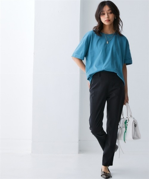 nissen（ニッセン）の「軽量さらさらカットソーゆるシルエットプルオーバー（吸汗速乾）（薄手素材）（Tシャツ/カットソー・レディース・カーキ/イエロー/ブルー/ネイビー/チャコールグレー/ブラック・LL/3L/S/M/L）」の21枚目の写真