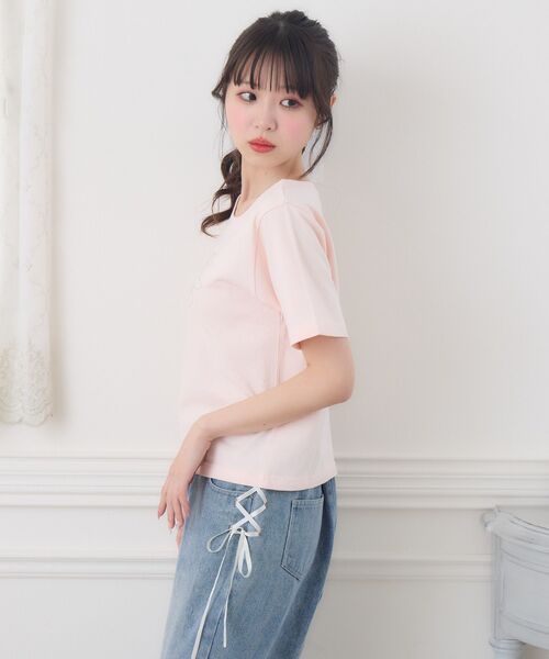 ems excite(エムズエキサイト)の「ビジューロゴTEE(Tシャツ/カットソー・レディース・ブラック/ピンク/オフホワイト・FREE)」の6枚目の写真