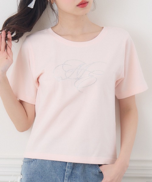 ems excite(エムズエキサイト)の「ビジューロゴTEE(Tシャツ/カットソー・レディース・ブラック/ピンク/オフホワイト・FREE)」の3枚目の写真