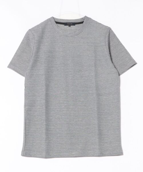 TAKA-Q（タカキュー）の「【ウォッシャブル】タカキュー ピンタックボーダー クルーネック半袖Tシャツ（Tシャツ/カットソー・メンズ・ホワイト/ライトグレー/ブルー/ホワイト×ブラック・MEDIUM/LARGE/X-LARGE）」の6枚目の写真