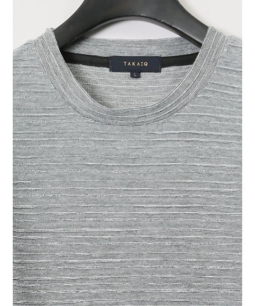 TAKA-Q（タカキュー）の「【ウォッシャブル】タカキュー ピンタックボーダー クルーネック半袖Tシャツ（Tシャツ/カットソー・メンズ・ホワイト/ライトグレー/ブルー/ホワイト×ブラック・MEDIUM/LARGE/X-LARGE）」の8枚目の写真