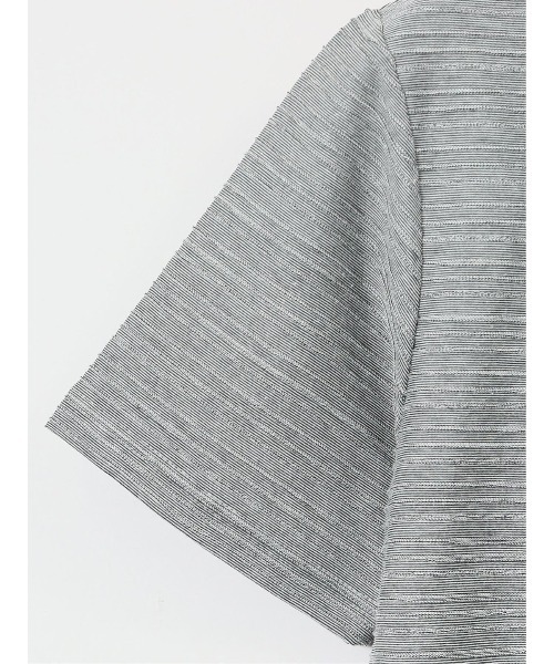 TAKA-Q（タカキュー）の「【ウォッシャブル】タカキュー ピンタックボーダー クルーネック半袖Tシャツ（Tシャツ/カットソー・メンズ・ホワイト/ライトグレー/ブルー/ホワイト×ブラック・MEDIUM/LARGE/X-LARGE）」の9枚目の写真