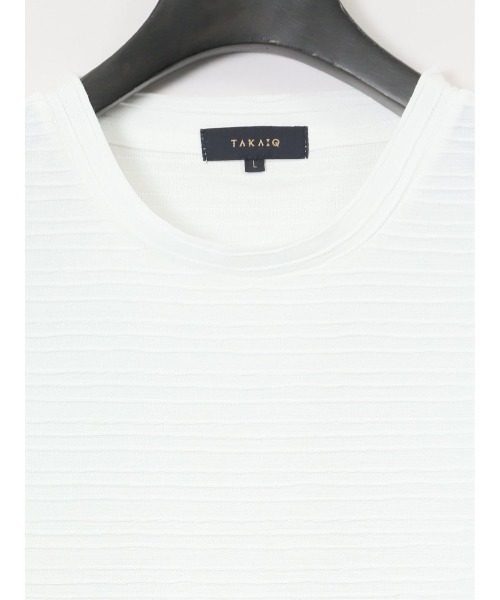 TAKA-Q（タカキュー）の「【ウォッシャブル】タカキュー ピンタックボーダー クルーネック半袖Tシャツ（Tシャツ/カットソー・メンズ・ホワイト/ライトグレー/ブルー/ホワイト×ブラック・MEDIUM/LARGE/X-LARGE）」の13枚目の写真