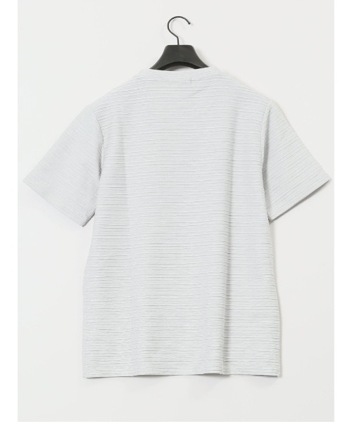 TAKA-Q（タカキュー）の「【ウォッシャブル】タカキュー ピンタックボーダー クルーネック半袖Tシャツ（Tシャツ/カットソー・メンズ・ホワイト/ライトグレー/ブルー/ホワイト×ブラック・MEDIUM/LARGE/X-LARGE）」の16枚目の写真