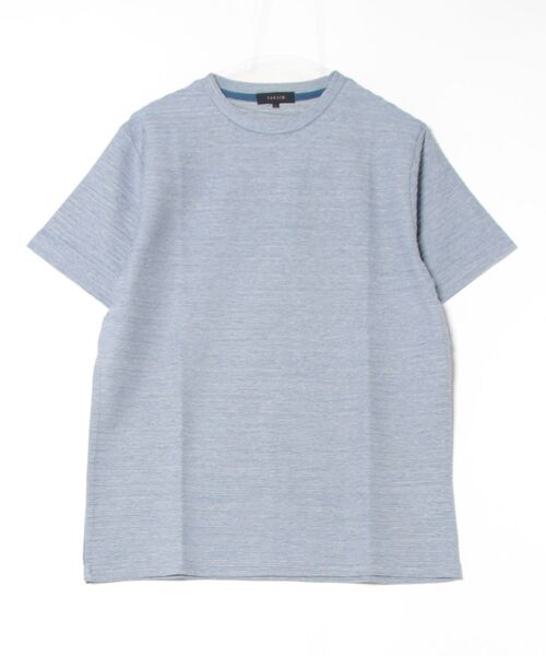 TAKA-Q（タカキュー）の「【ウォッシャブル】タカキュー ピンタックボーダー クルーネック半袖Tシャツ（Tシャツ/カットソー・メンズ・ホワイト/ライトグレー/ブルー/ホワイト×ブラック・MEDIUM/LARGE/X-LARGE）」の20枚目の写真