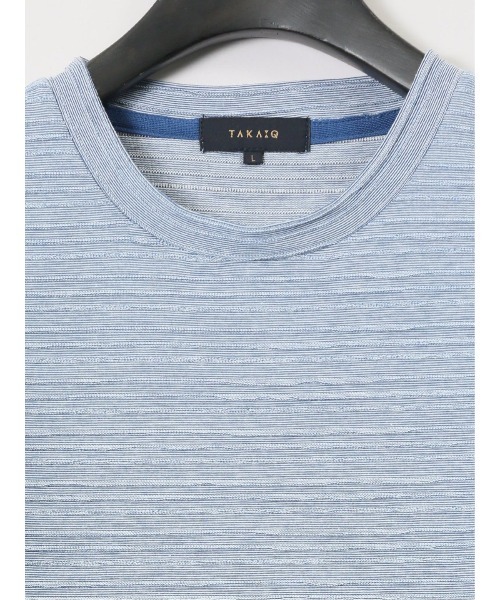 TAKA-Q（タカキュー）の「【ウォッシャブル】タカキュー ピンタックボーダー クルーネック半袖Tシャツ（Tシャツ/カットソー・メンズ・ホワイト/ライトグレー/ブルー/ホワイト×ブラック・MEDIUM/LARGE/X-LARGE）」の22枚目の写真