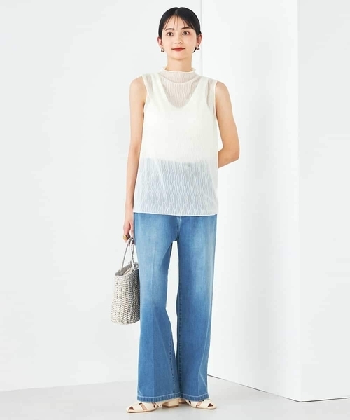 a.v.v（アーヴェヴェ）の「シアーウェーブハイネックカットソー（Tシャツ/カットソー・レディース・アイボリー/チャコールグレー・34/38/36/42/40）」の8枚目の写真