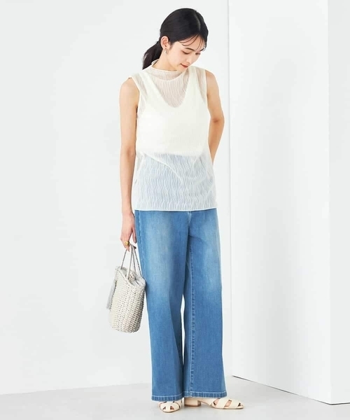 a.v.v（アーヴェヴェ）の「シアーウェーブハイネックカットソー（Tシャツ/カットソー・レディース・アイボリー/チャコールグレー・34/38/36/42/40）」の9枚目の写真