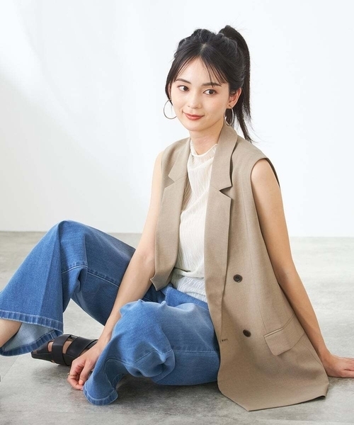 a.v.v（アーヴェヴェ）の「シアーウェーブハイネックカットソー（Tシャツ/カットソー・レディース・アイボリー/チャコールグレー・34/38/36/42/40）」の15枚目の写真