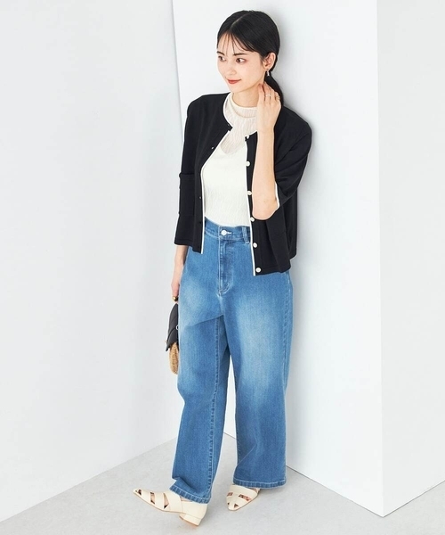 a.v.v（アーヴェヴェ）の「シアーウェーブハイネックカットソー（Tシャツ/カットソー・レディース・アイボリー/チャコールグレー・34/38/36/42/40）」の19枚目の写真