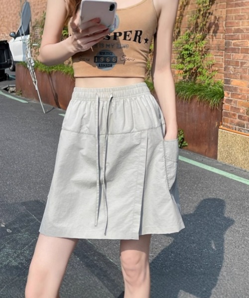 gossip!ロサンゼルス(ゴシップロサンゼルス)の「【多色展開】カジュアル速乾スリットスカパン(スカート・レディース・ネイビー/パープル/マスタード/ホワイト/ライトグレー・FREE)」の8枚目の写真