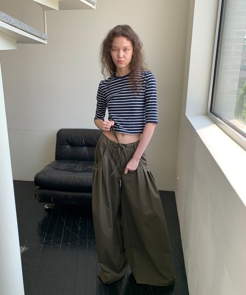 chuclla（チュクラ）の「【LONSLAN】ソフトフィット ボーダー五分袖T CHLONW25s047（Tシャツ/カットソー・レディース・ブラック/ホワイト/ネイビー・M）」の4枚目の写真