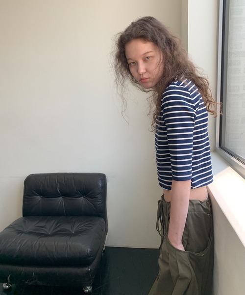 chuclla（チュクラ）の「【LONSLAN】ソフトフィット ボーダー五分袖T CHLONW25s047（Tシャツ/カットソー・レディース・ブラック/ホワイト/ネイビー・M）」の18枚目の写真