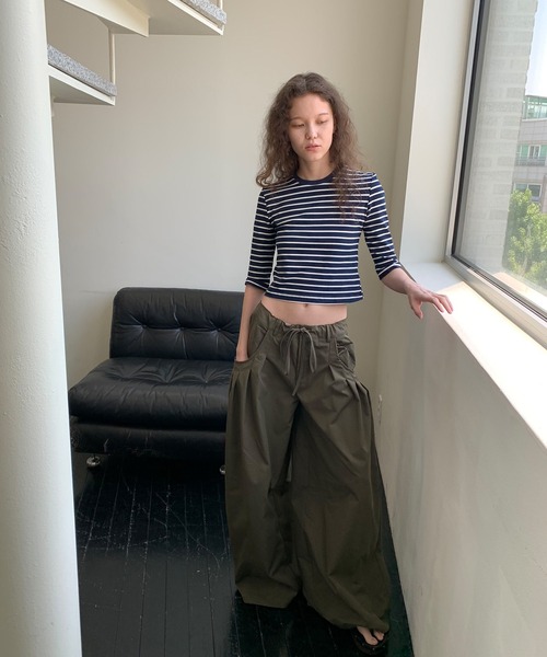 chuclla（チュクラ）の「【LONSLAN】ソフトフィット ボーダー五分袖T CHLONW25s047（Tシャツ/カットソー・レディース・ブラック/ホワイト/ネイビー・M）」の20枚目の写真