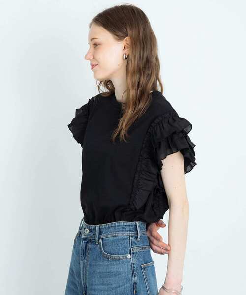 URBAN RESEARCH Sonny Label（アーバンリサーチサニーレーベル）の「フリルフレンチスリーブプルオーバー（Tシャツ/カットソー・レディース・ブラウン/ベージュ系その他/ブラック・FREE）」の15枚目の写真