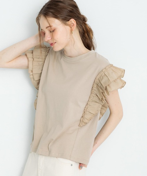 URBAN RESEARCH Sonny Label（アーバンリサーチサニーレーベル）の「フリルフレンチスリーブプルオーバー（Tシャツ/カットソー・レディース・ブラウン/ベージュ系その他/ブラック・FREE）」の19枚目の写真